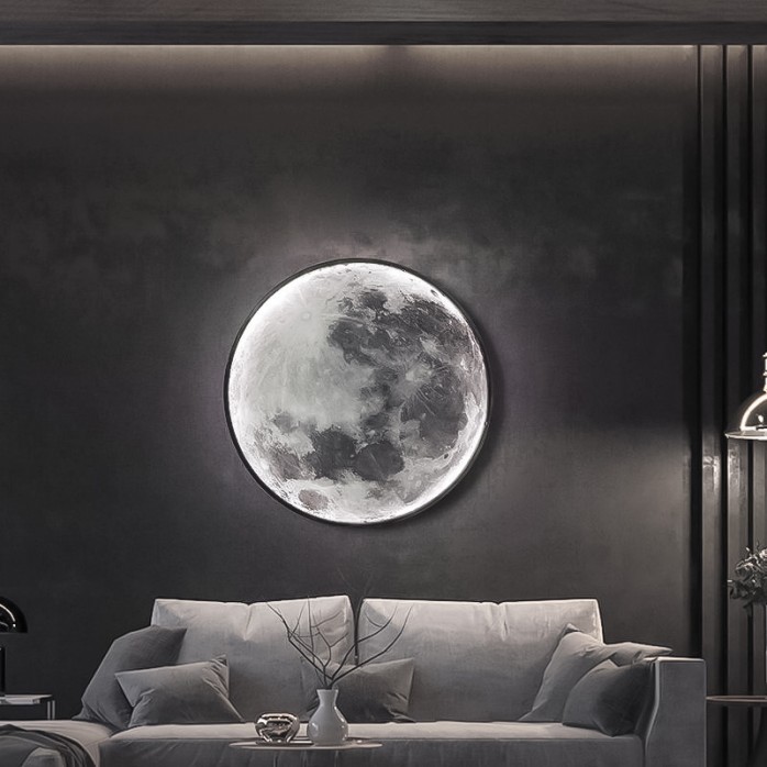 Round moon art decoration LED wall lamp
