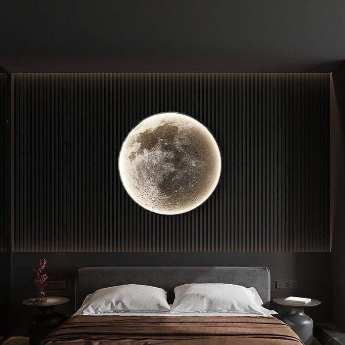 Round moon art decoration LED wall lamp