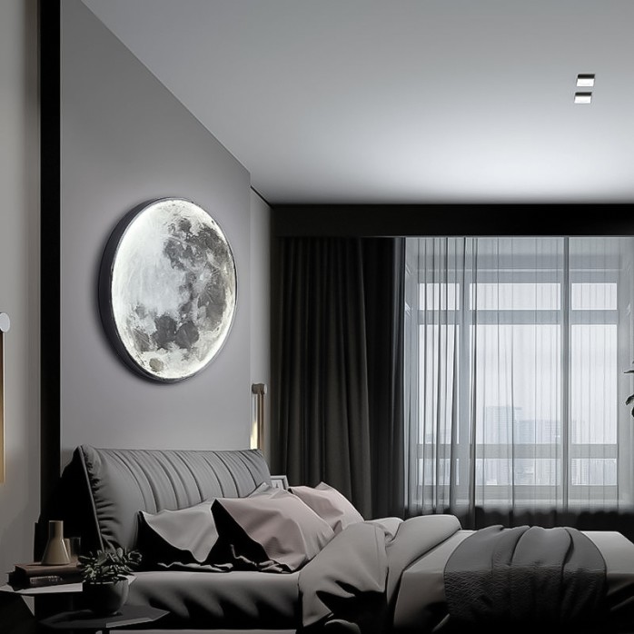 Round moon art decoration LED wall lamp