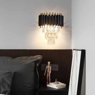 Layered crystal lampshade decoration LED wall lamp