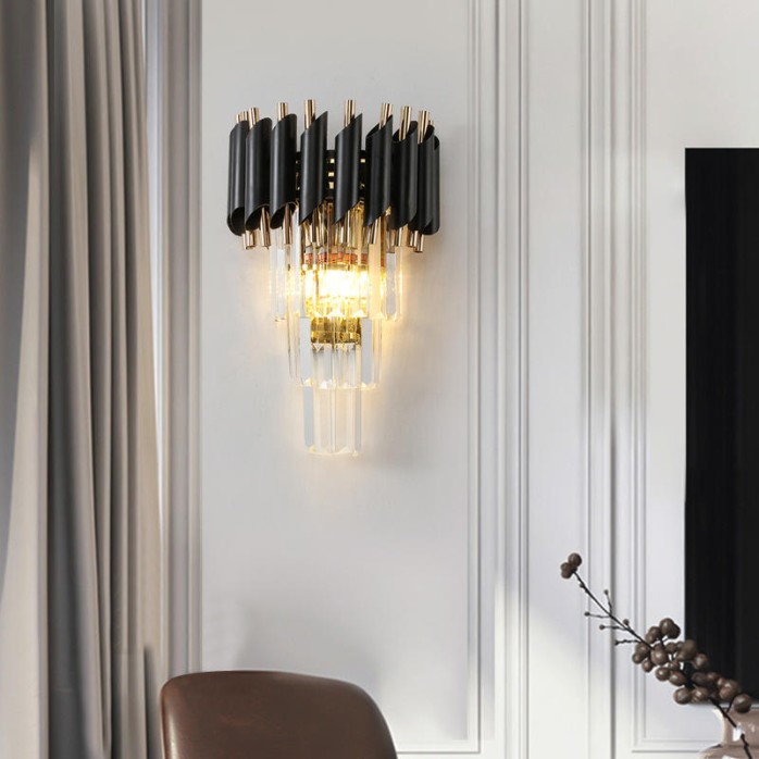 Layered crystal lampshade decoration LED wall lamp