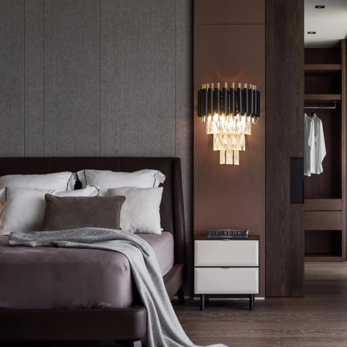 Layered crystal lampshade decoration LED wall lamp