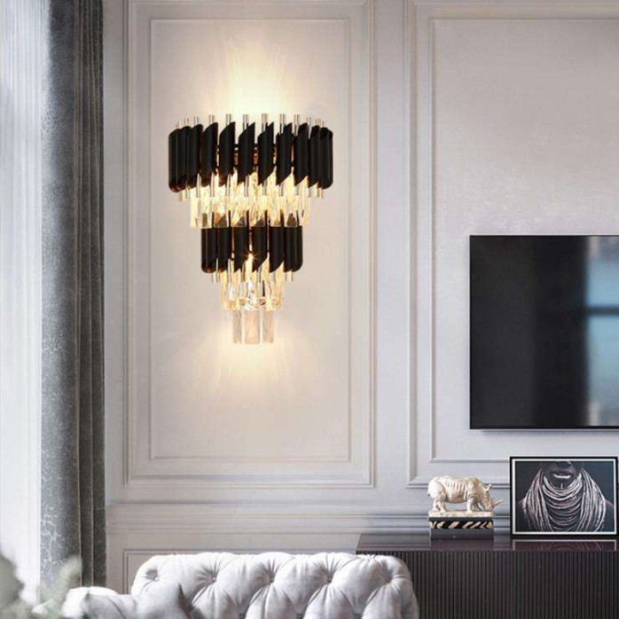 Layered crystal lampshade decoration LED wall lamp