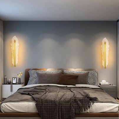 Creative acrylic feather decorative LED wall lamp