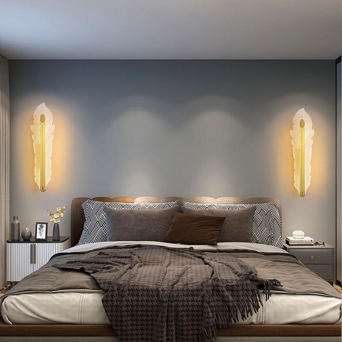 Creative acrylic feather decorative LED wall lamp