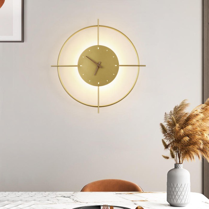 Round clock decorative LED wall lamp