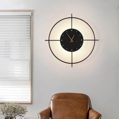Round clock decorative LED wall lamp