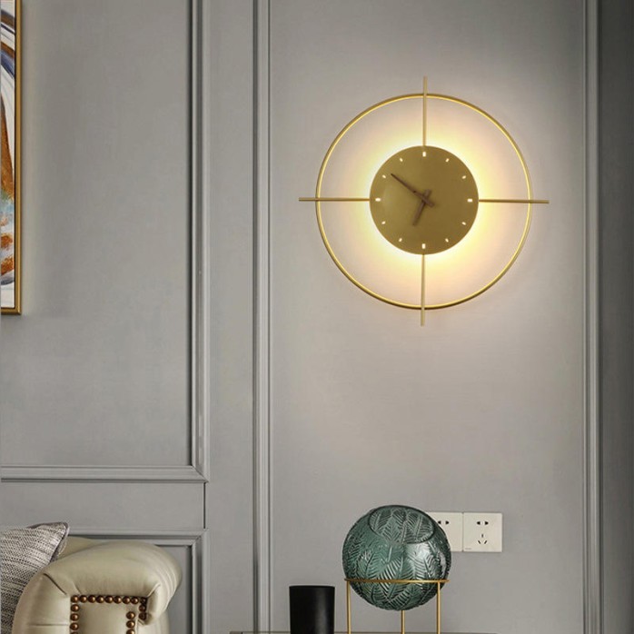 Round clock decorative LED wall lamp