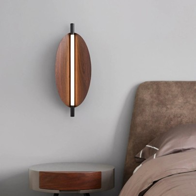 Personalized wooden retro leaf LED wall lamp