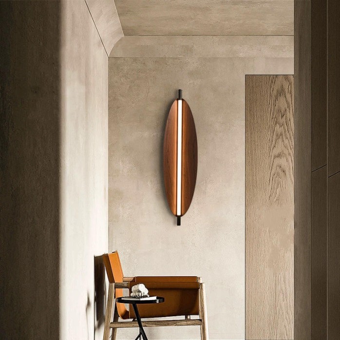 Personalized wooden retro leaf LED wall lamp