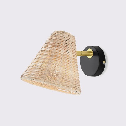 Rattan woven lampshade LED wall lamp